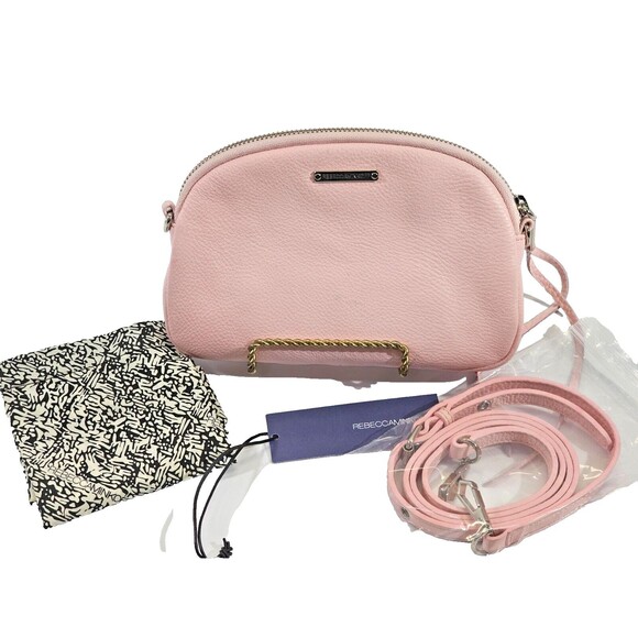 KSD Rebecca Mikoff Pink Crossbody Faux Leather Light Pink Purse Shoulder bag GUC - Picture 2 of 14